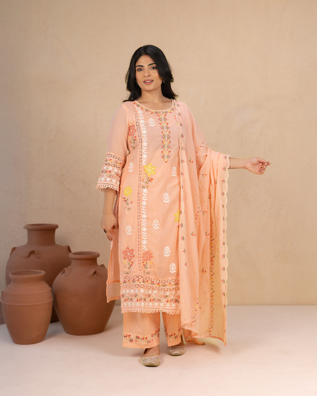 Meenakari Cotton Suit Set