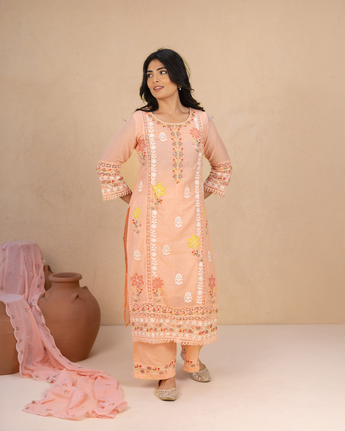 Meenakari Cotton Suit Set